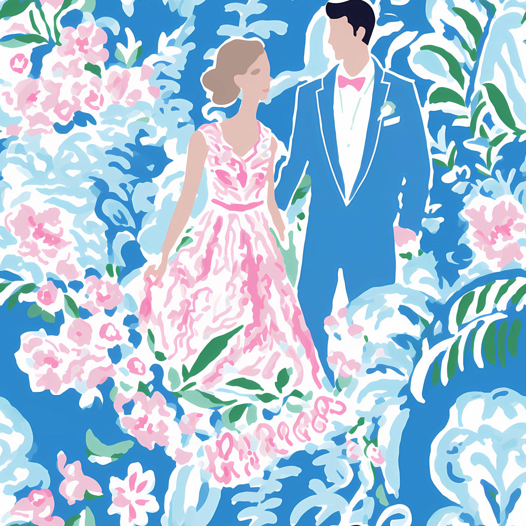 Bottle Wrap Preppy Bride and Groom - Champagne Collection