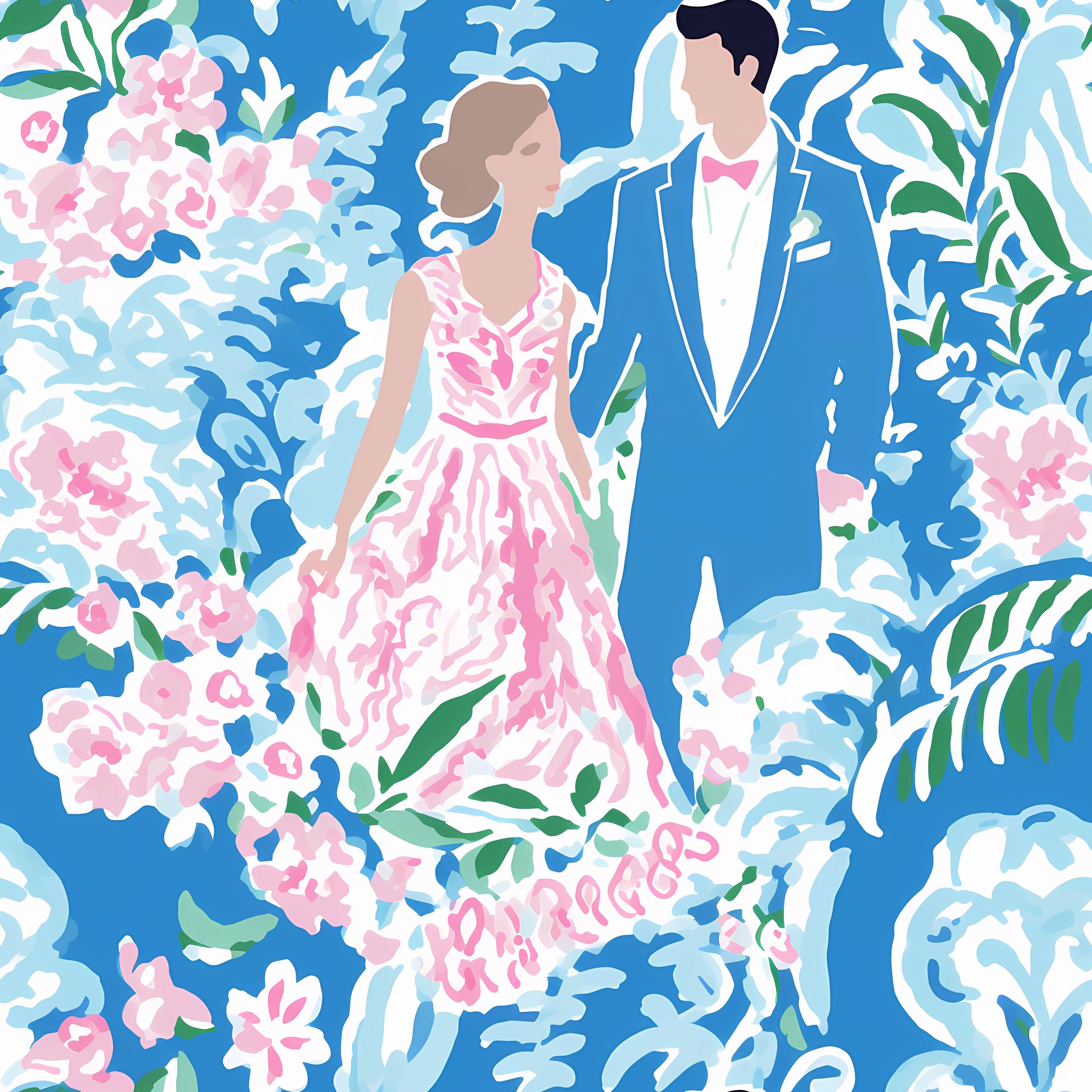 Bottle Wrap Preppy Bride and Groom - Champagne Collection