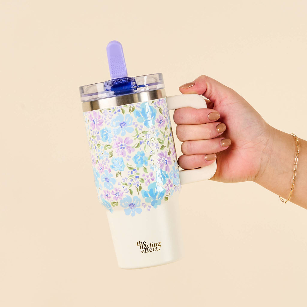 20 oz Lifestyle Flip Straw Tumbler-Secret Garden Blue