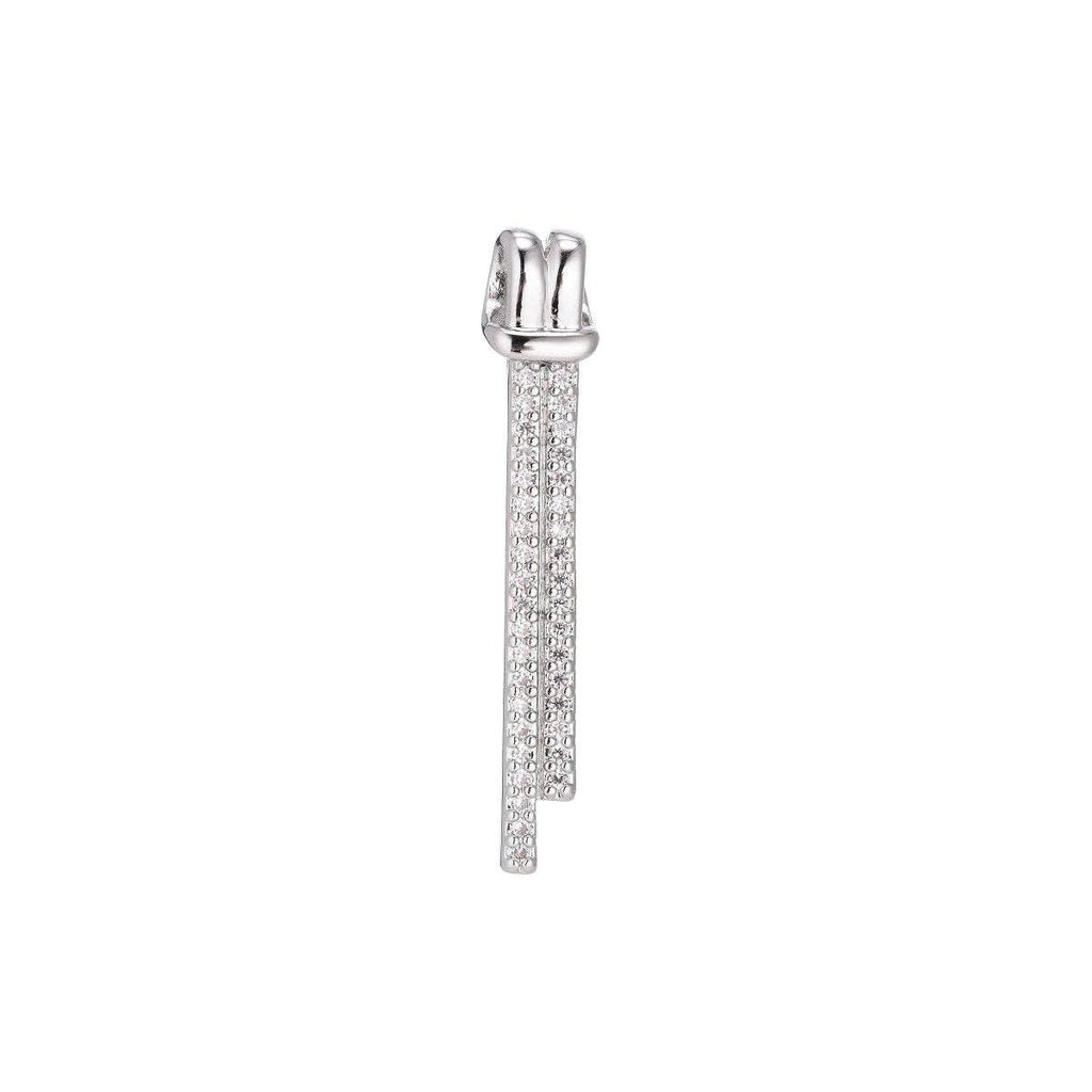 24K Gold Filled Knot Micro Paved CZ Linear Charm in Silver