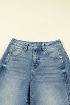 Denim Vintage Washed Seam Shift Jeans: Dusk Blue