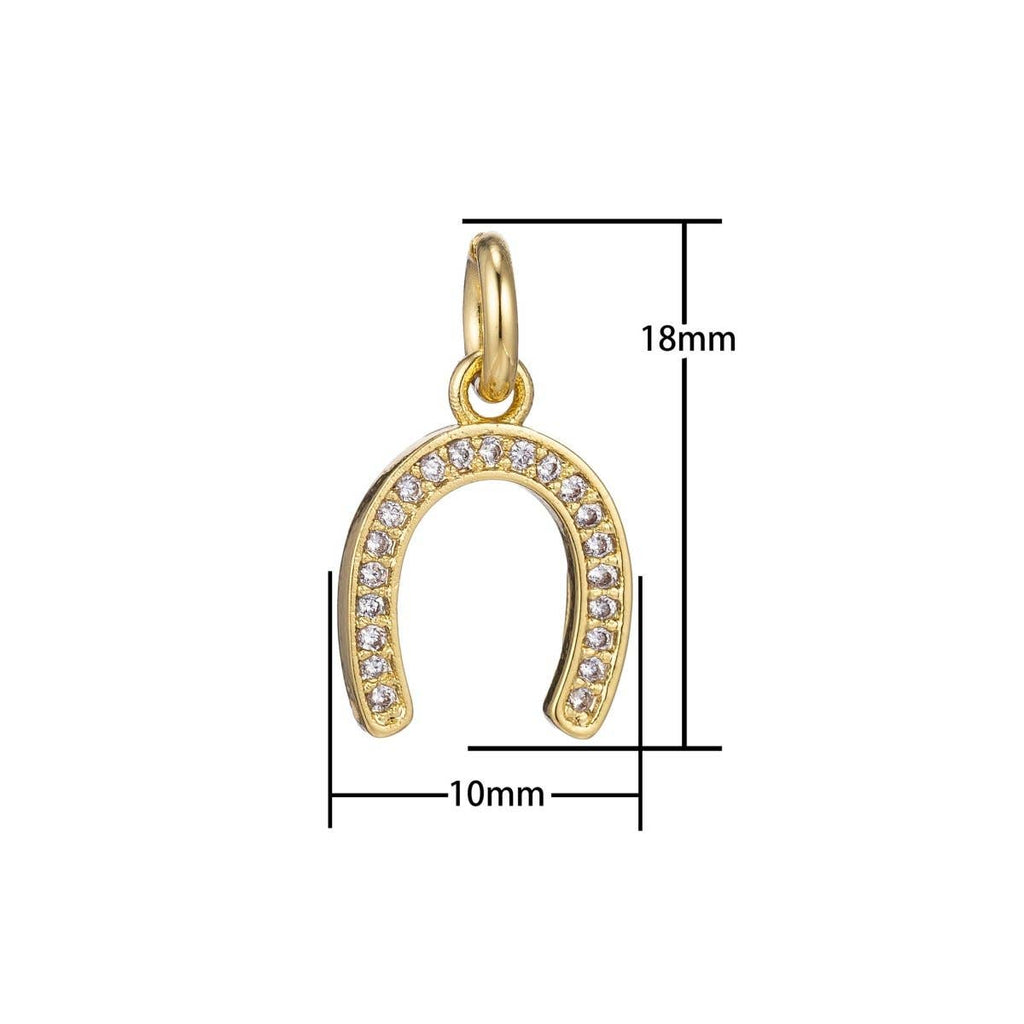 18K Gold Filled Micro Paved Lucky Horseshoe Charm in Gold