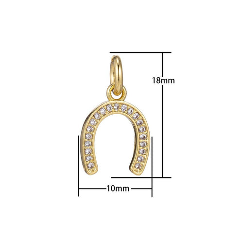 18K Gold Filled Micro Paved Lucky Horseshoe Charm in Gold
