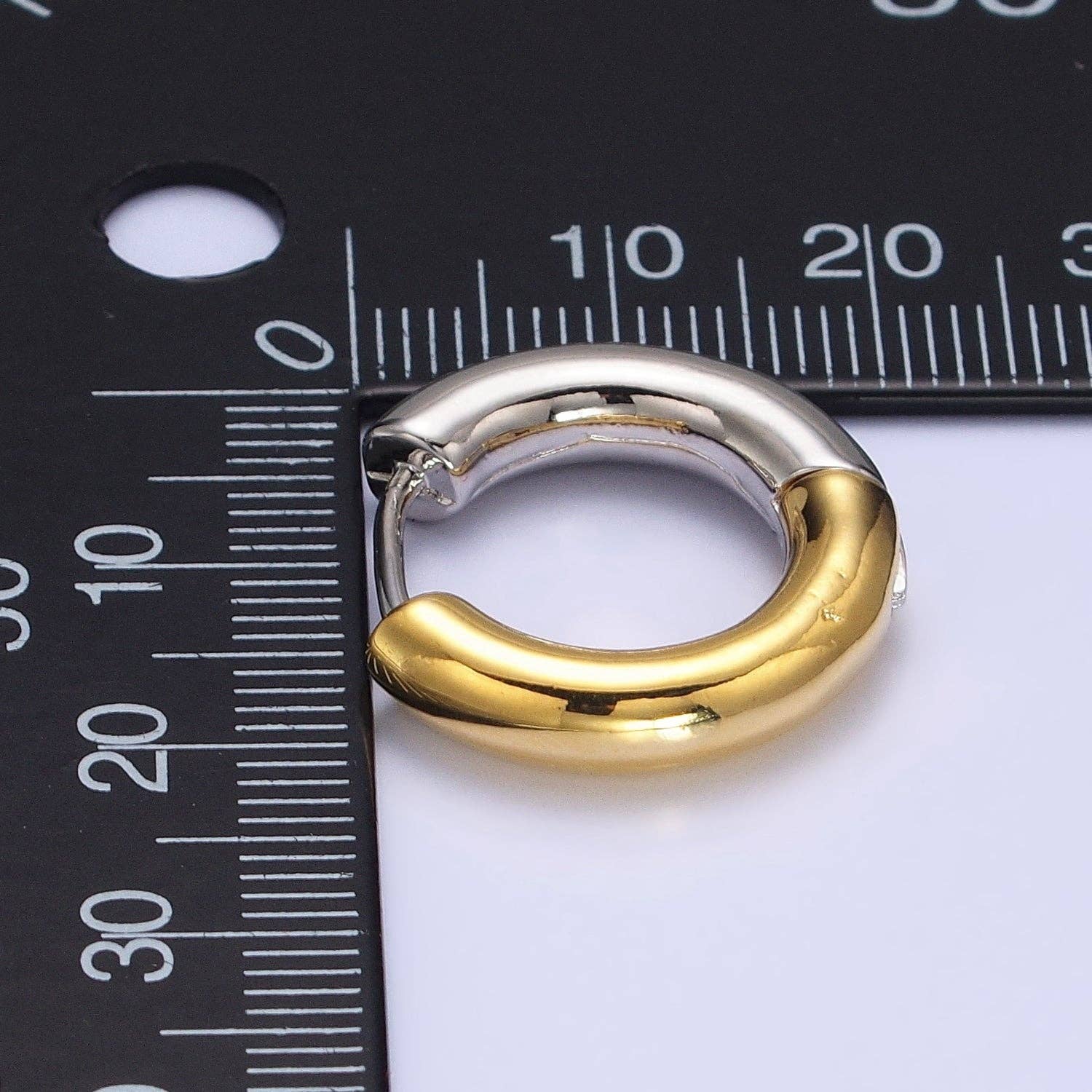 Mixed Metal 20mm Gold & Silver Two Tone Statement Huggie