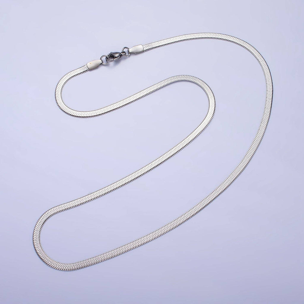 Dainty 2.5mm Silver Herringbone Snake Chain Necklace