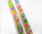 Taper Candles - Watercolor Rainbow Flowers - Set of  2