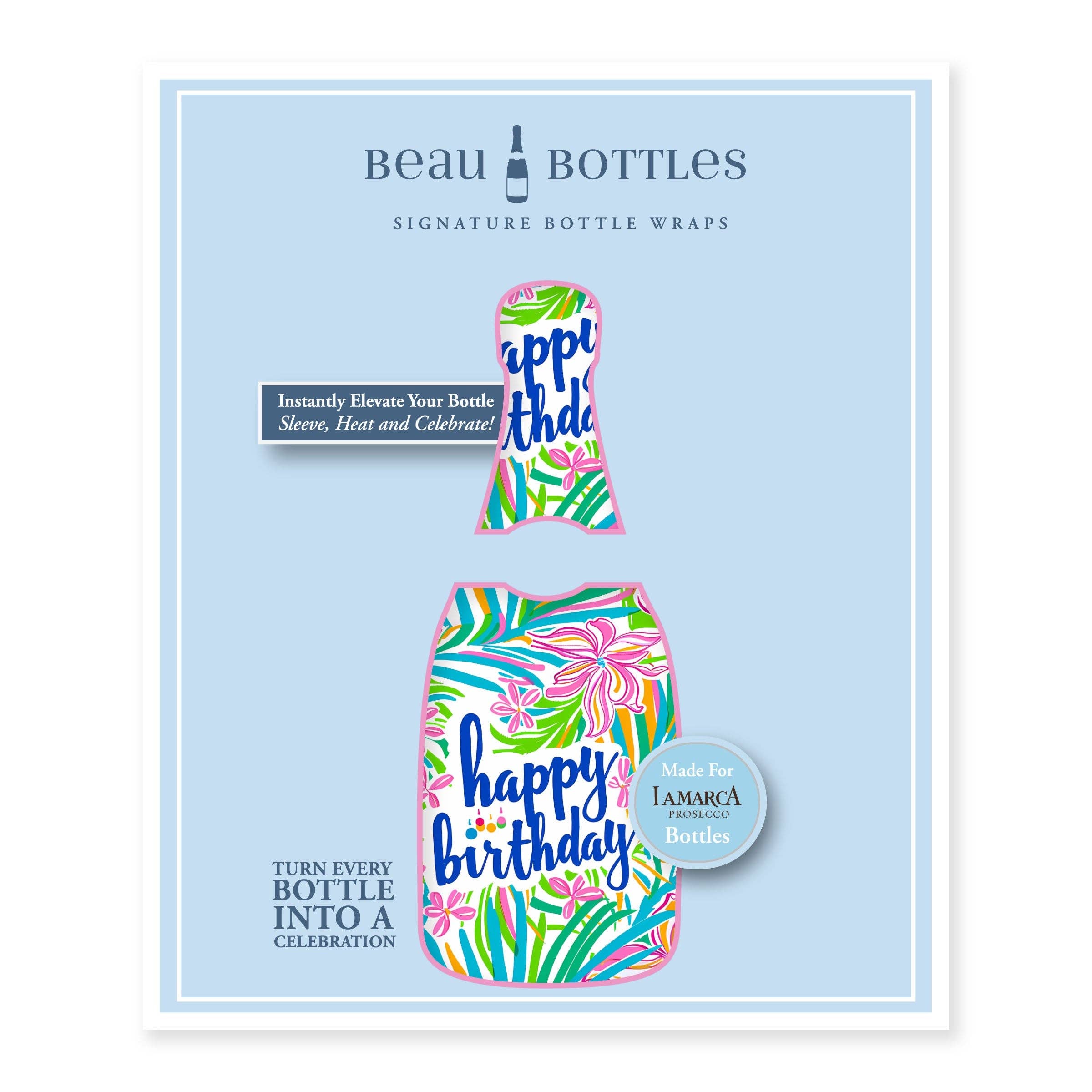 Bottle Wrap Happy Birthday Floral - Prosecco Collection