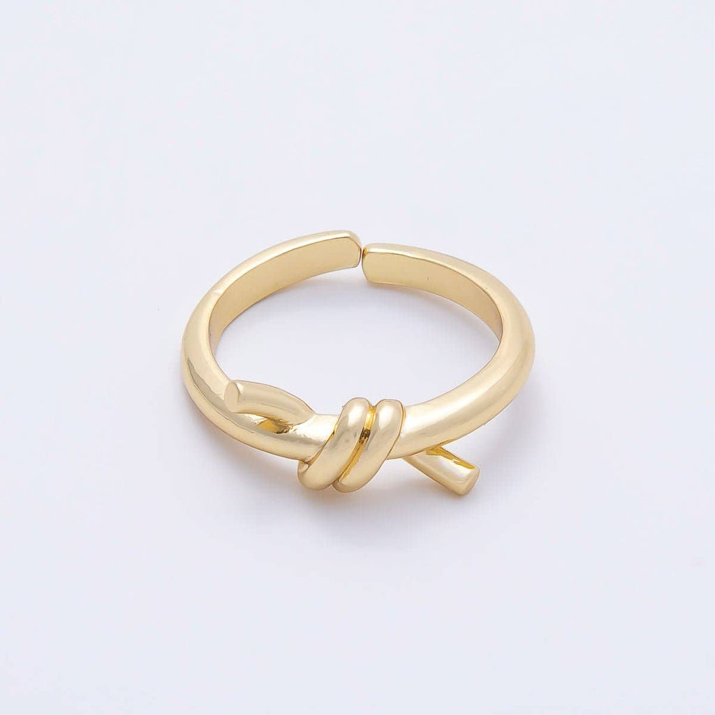 16K Gold Filled Minimalist Twisted Tied Knot Bow Ring