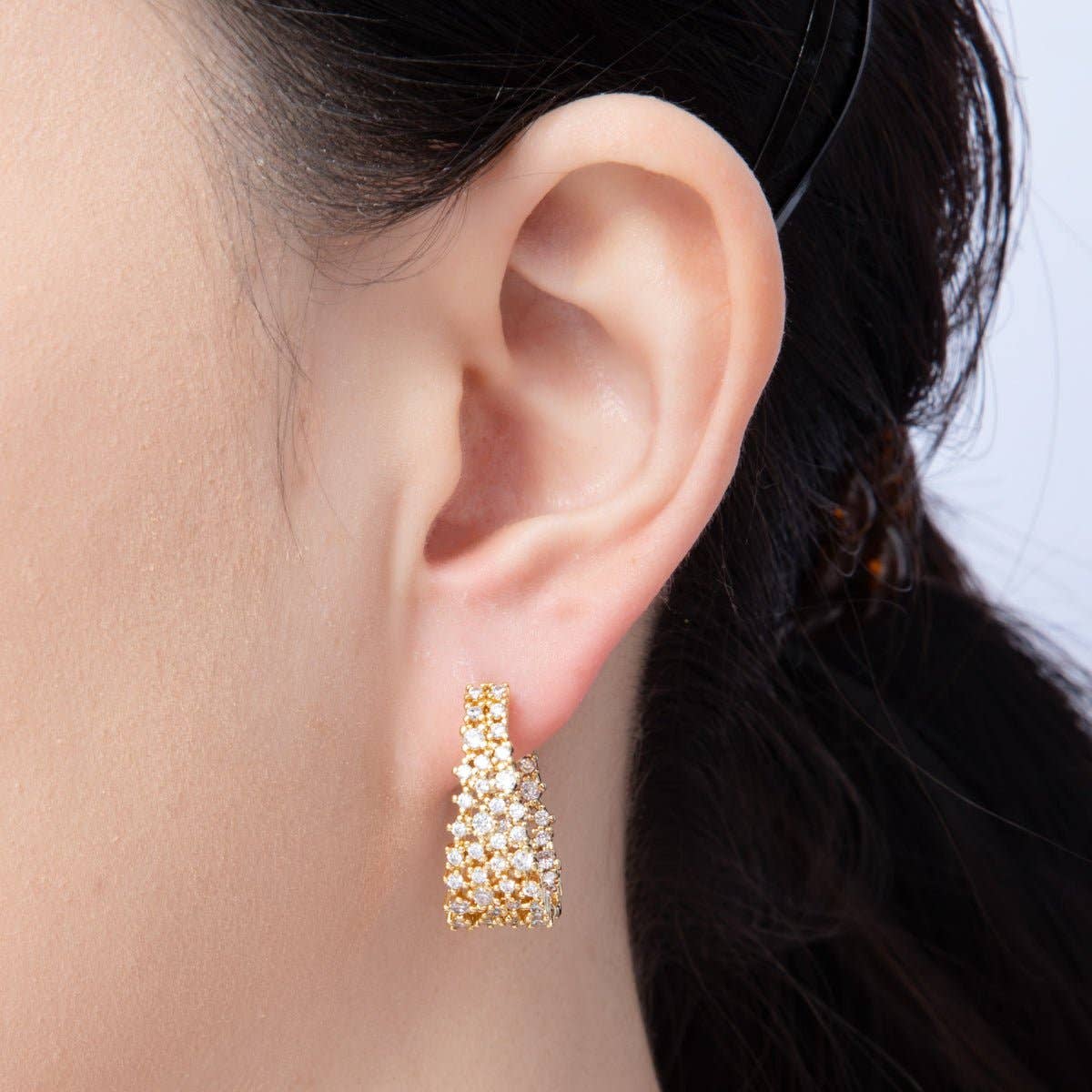 14K Gold Filled 24mm Cluster Micro Paved CZ Hoop Earrings Silver or Gold