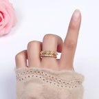Gold Filled Clear CZ Baguette Cable Link Multiple Band Ring: Silver