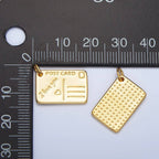 24K Gold Filled "I Love You" Script Post Card Charm in Gold