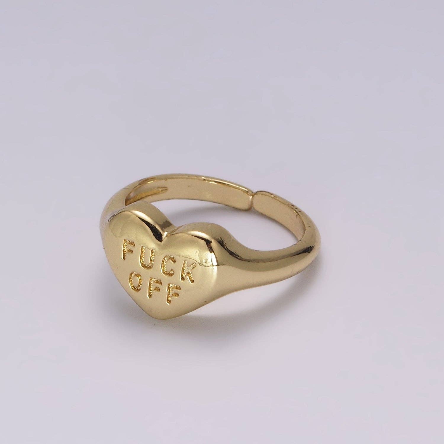 Gold Fuck Off Ring  Heart Shaped Ring