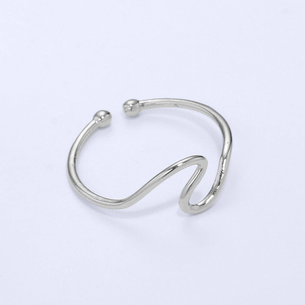 Minimalist Ring Silver Open Ring Wave Curvy Ring