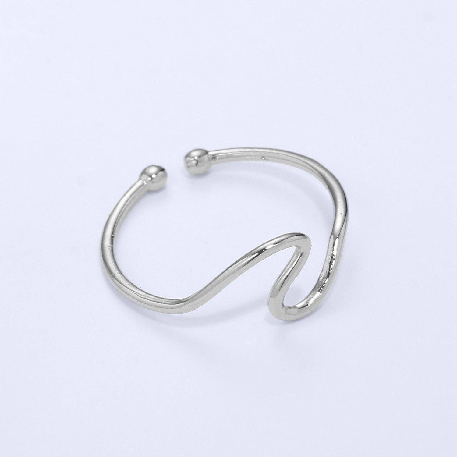 Minimalist Ring Silver Open Ring Wave Curvy Ring