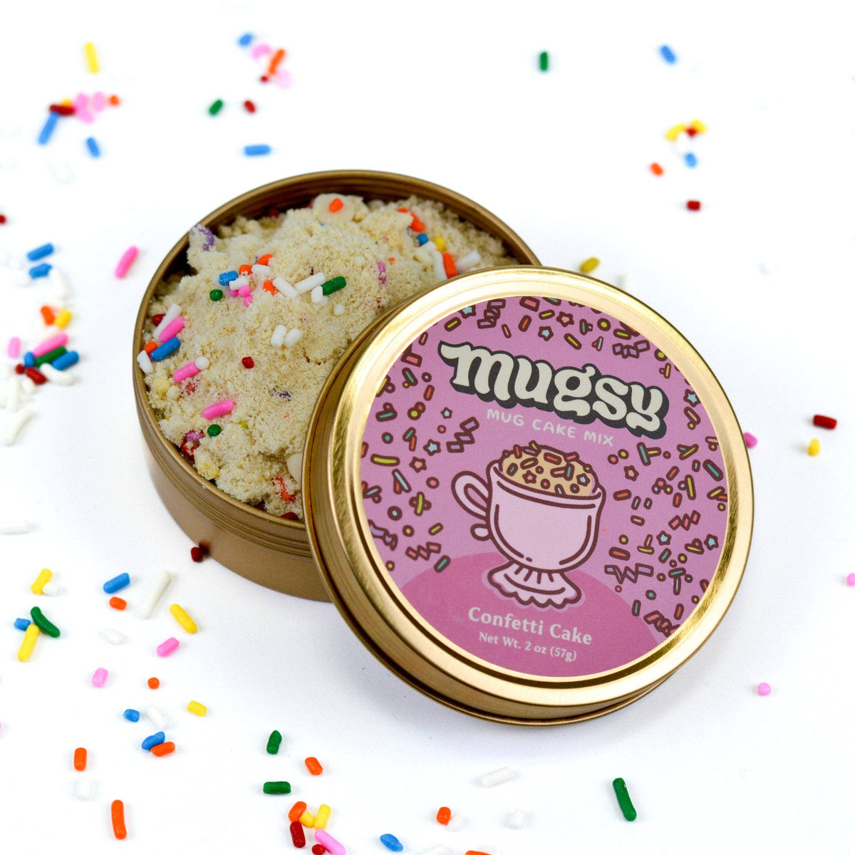 Cue The Confetti Greeting Card with Gift Inside (Confetti Mug Cake Mix)