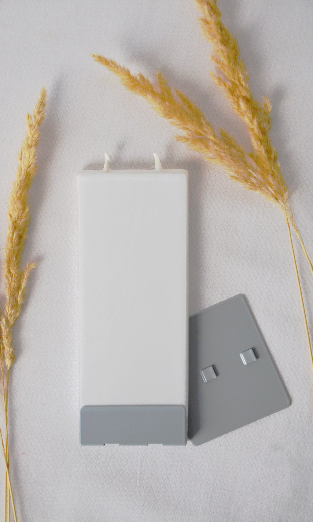 Flat Handmade Easter Candle - Bunny with Egg and Flowers