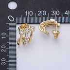 14K Gold Filled 15mm Micro Paved CZ Square Claw Stud Earrings
