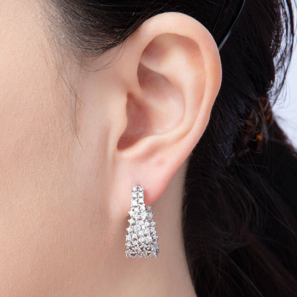 14K Gold Filled 24mm Cluster Micro Paved CZ Hoop Earrings Silver or Gold