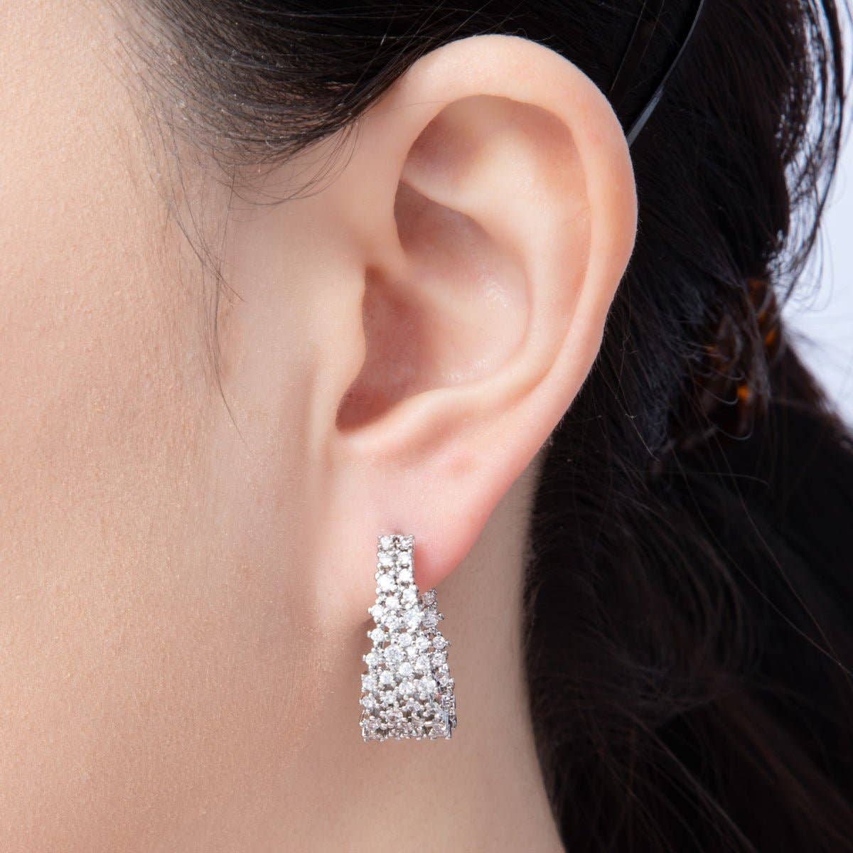 14K Gold Filled 24mm Cluster Micro Paved CZ Hoop Earrings Silver or Gold