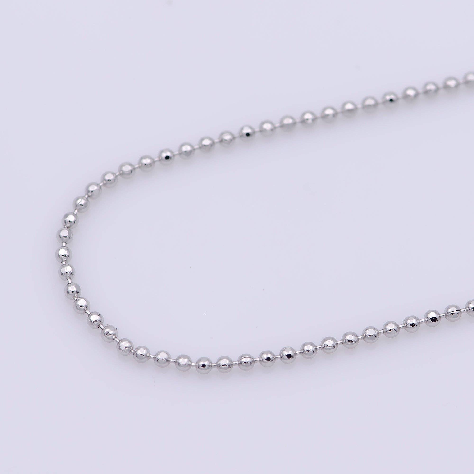 17.5'' Ready to Use Silver / White Gold Beaded Necklace Ball Chain, Layer Dainty 0.8mm Necklace w/Spring Ring For Pendant Charm Chain Necklace