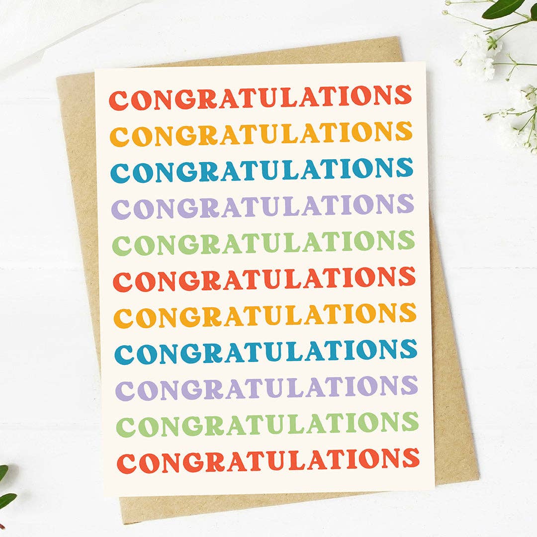 Congratulations Multicolor Stack Text Card