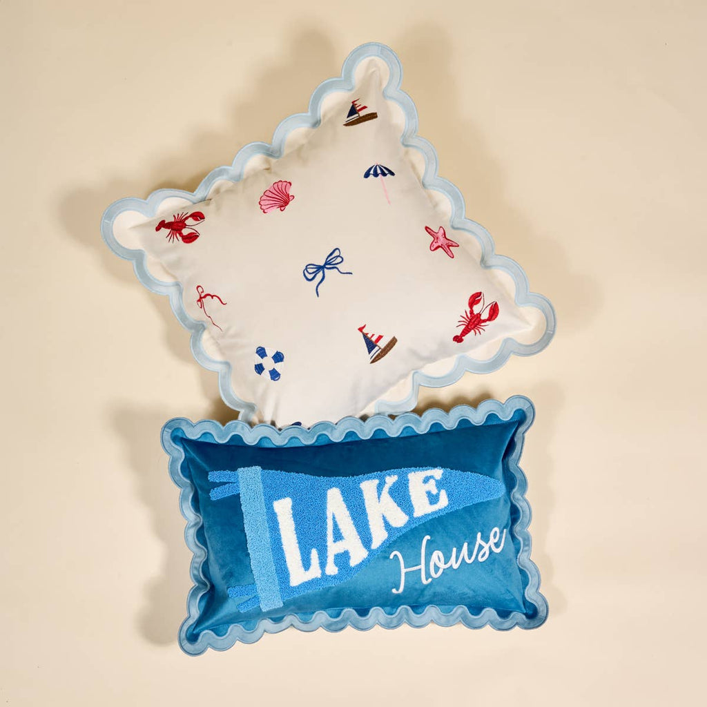 Scalloped Rectangle Throw Pillow–Lake House