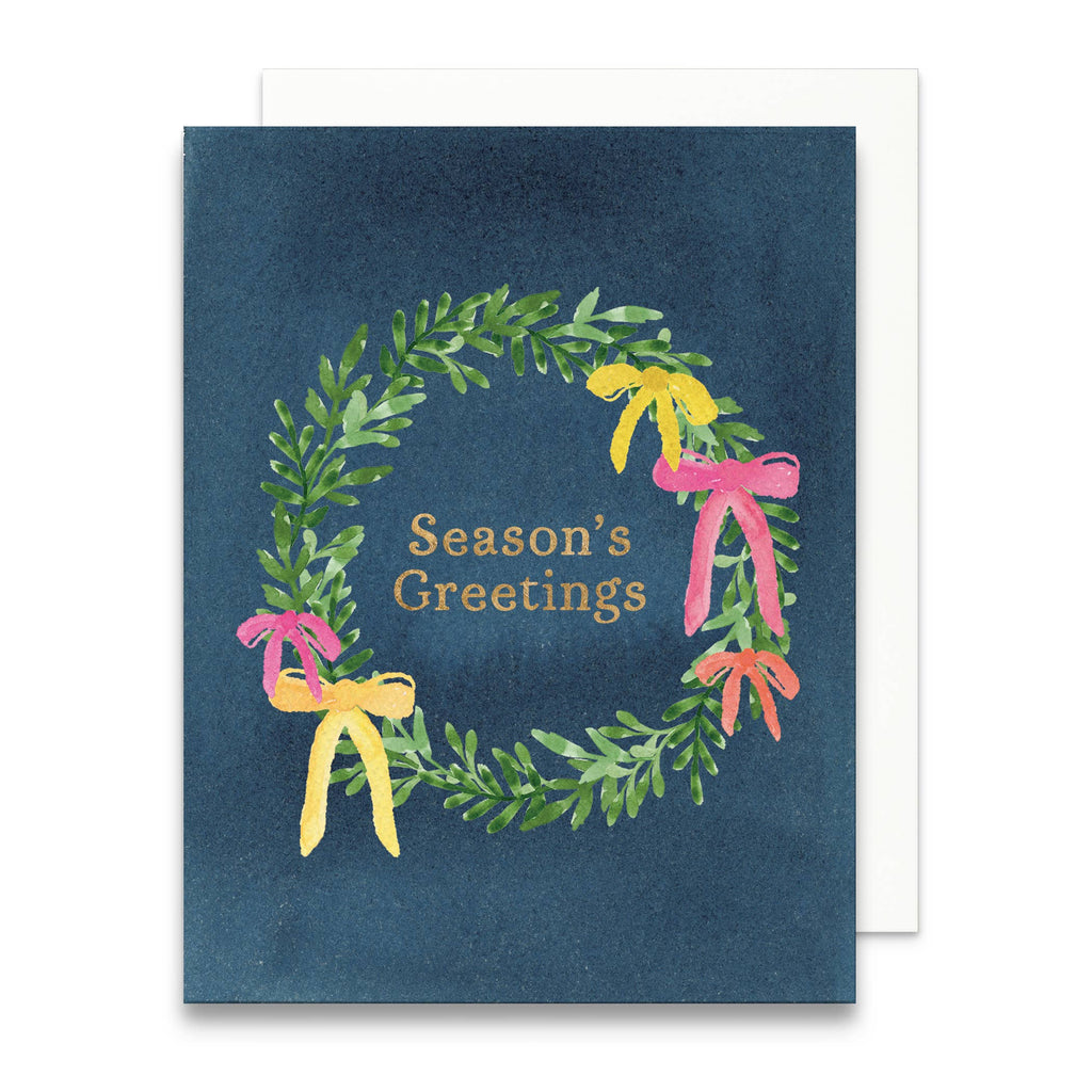 Season's Greetings Holiday Wreath Greeting Card | Set of 6