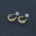 Dainty Gold Hoop Earring Micro Pave Hoop Stud Earring
