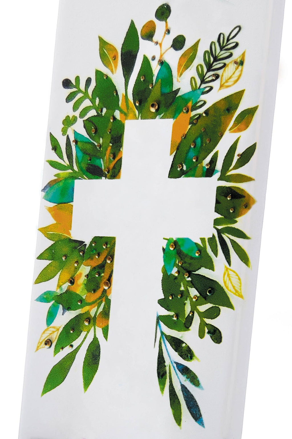 Flat Hand-crafted Candle - Cross with Greenery