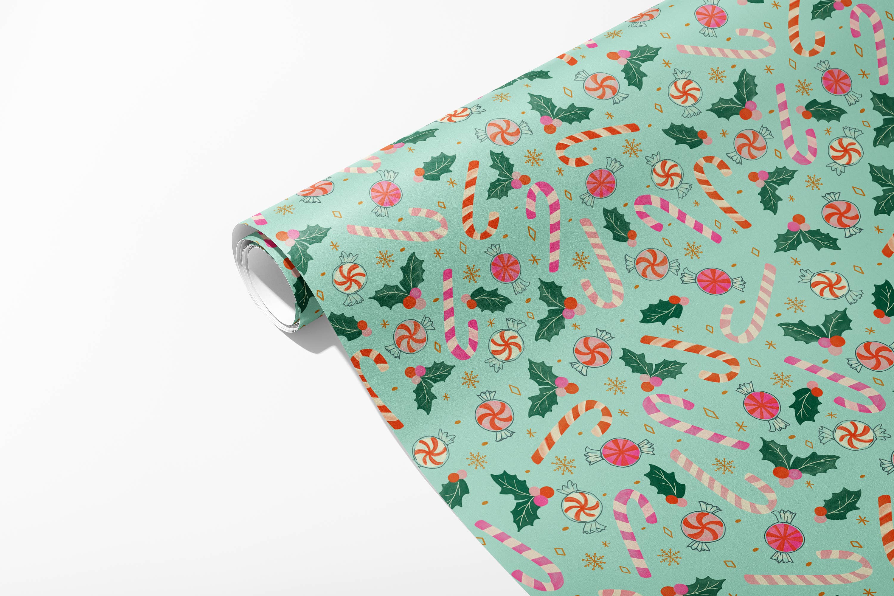 Christmas Candy Canes Wrapping Paper - 3 Sheet Roll