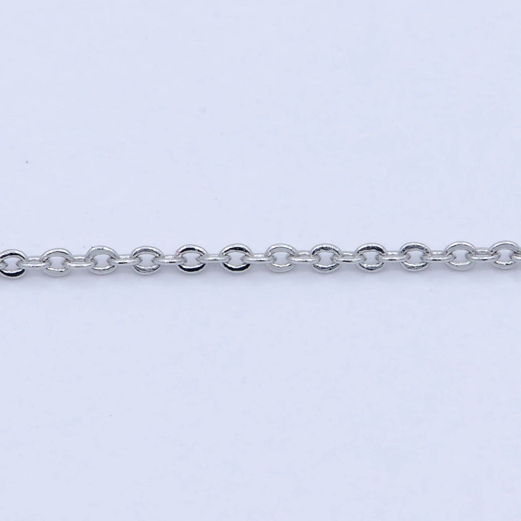15.5'' Ready to Use Silver/White Gold Cable Link Necklace