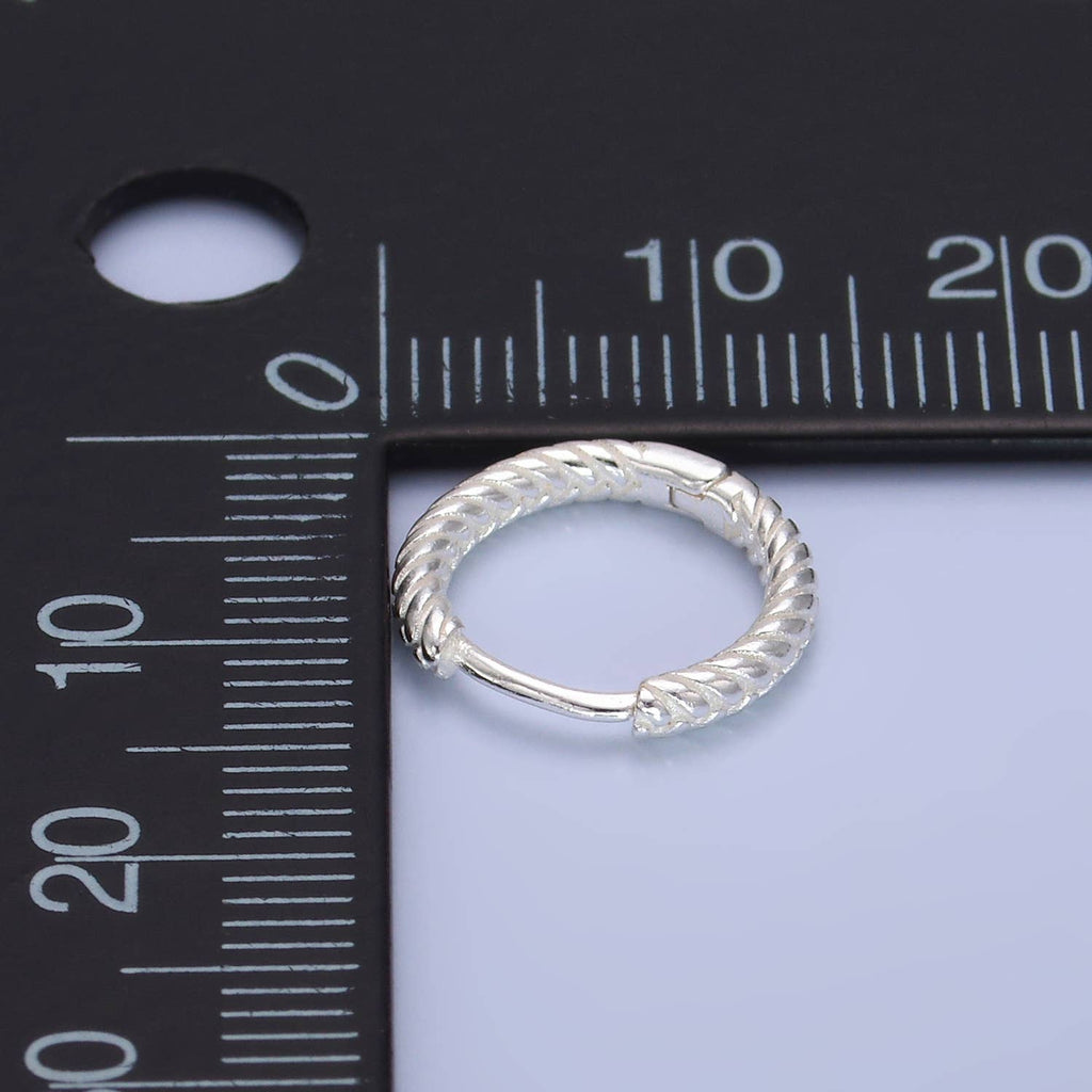 Sterling Silver Minimalist Line Textured Hoops