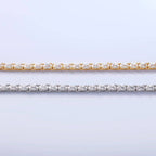24K Gold Filled Clear Oval CZ Tennis Chain Bracelet in Silver
