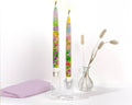 Taper Candles - Watercolor Rainbow Flowers - Set of  2