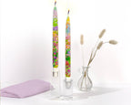 Taper Candles - Watercolor Rainbow Flowers - Set of  2