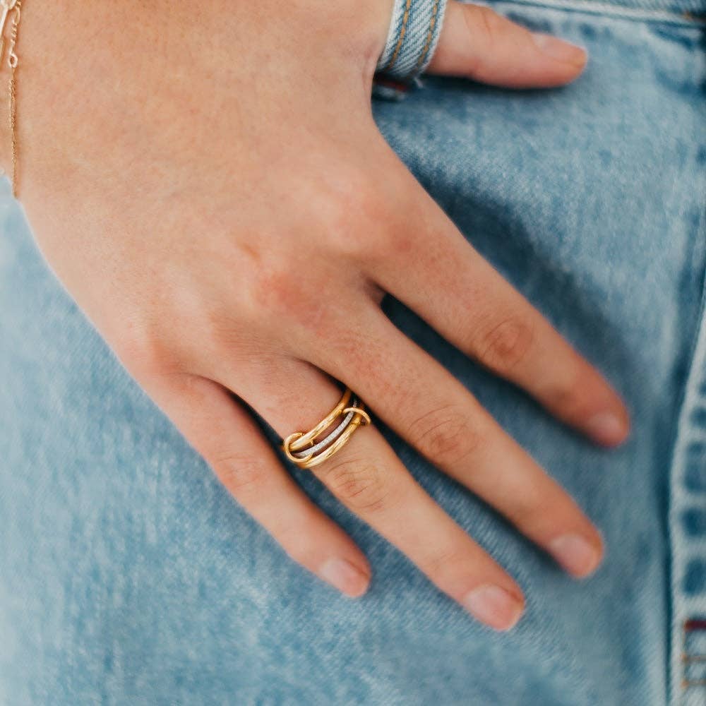 Layered In Diamonds Ring - Gold/Silver / Size 7
