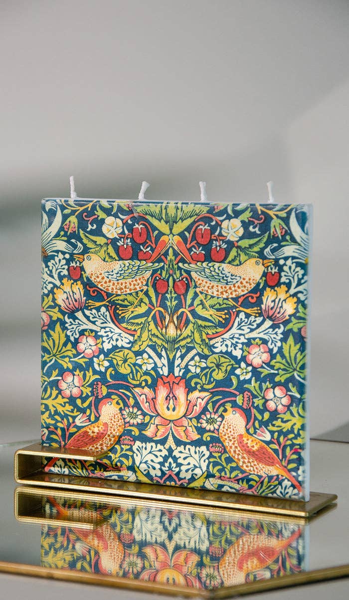 Flat Hand-Crafted 6" Square Candle - Strawberry Theif