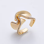 16K Gold Filled Micro Paved CZ Foil Wavy Abstract Statement Ring