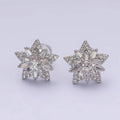 14K Gold Filled Celestial Star Baguette CZ Stud Earrings Silver