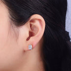 24K Gold Filled Clear Baguette Minimalist Stud Earrings in  Silver