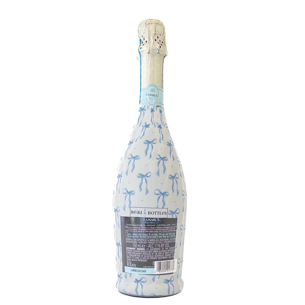 Bottle Wrap Blue Bows - Prosecco Collection