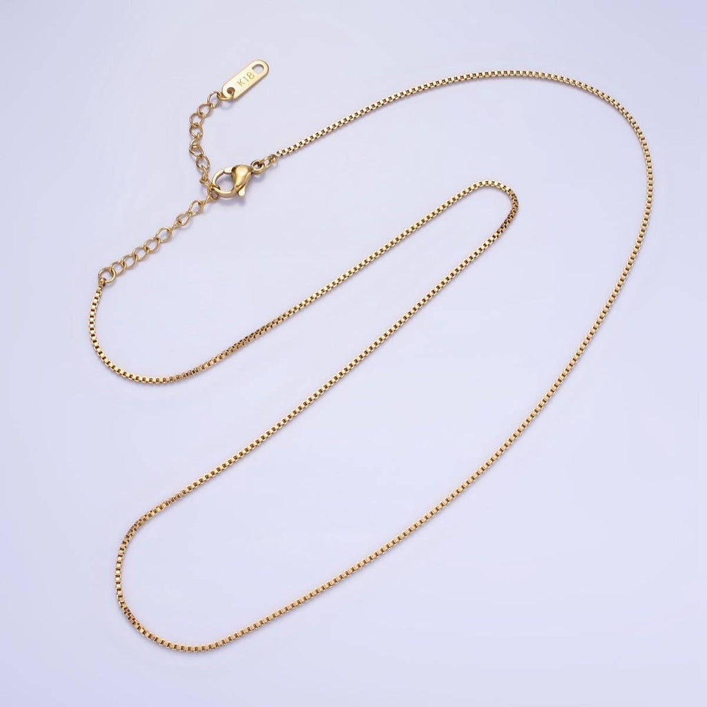 Stainless Steel 1mm Box Chain 18 Inch Necklace Silver