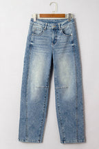 Denim Vintage Washed Seam Shift Jeans: Dusk Blue
