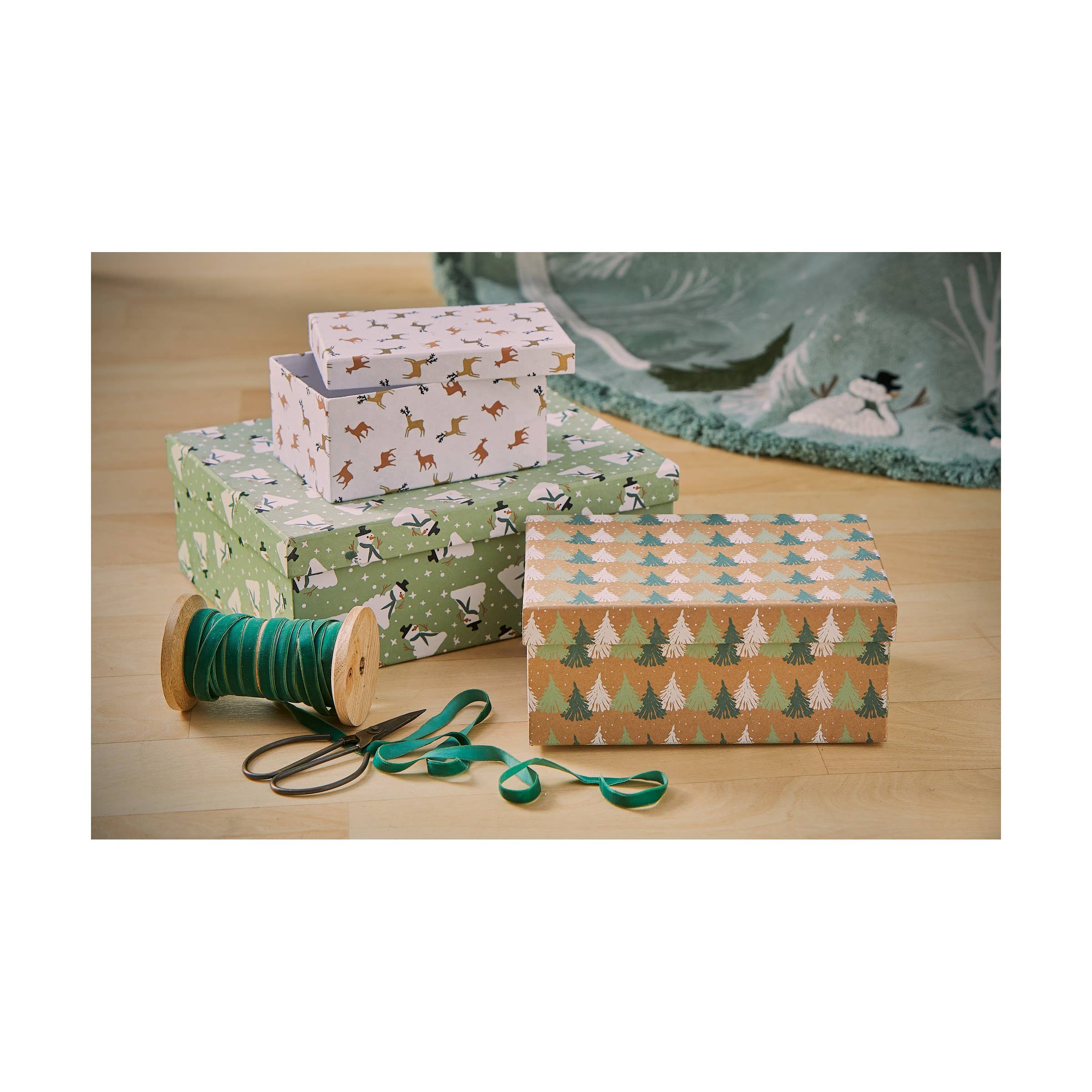 Balsam Paper Box Set of 3 Multi Christmas