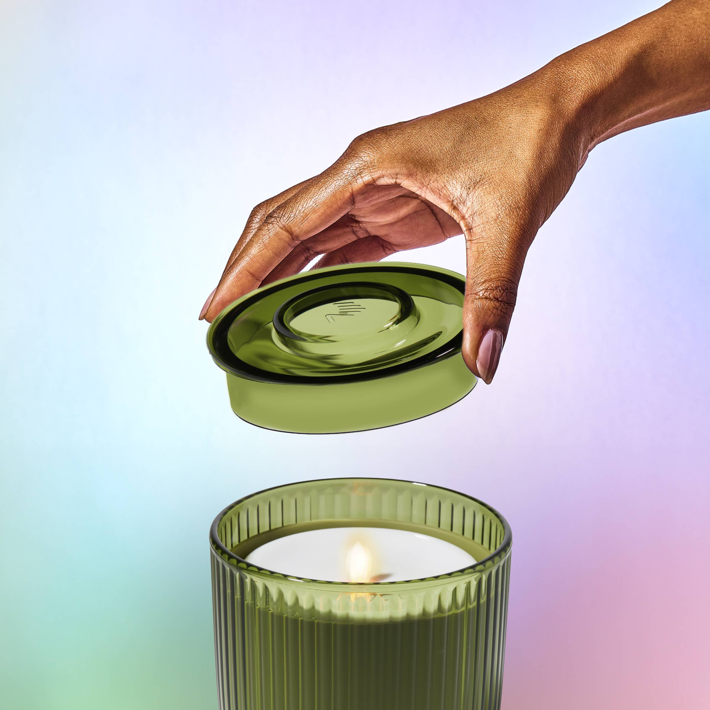 Flameless Candle Diffuser - Olive Ribbed