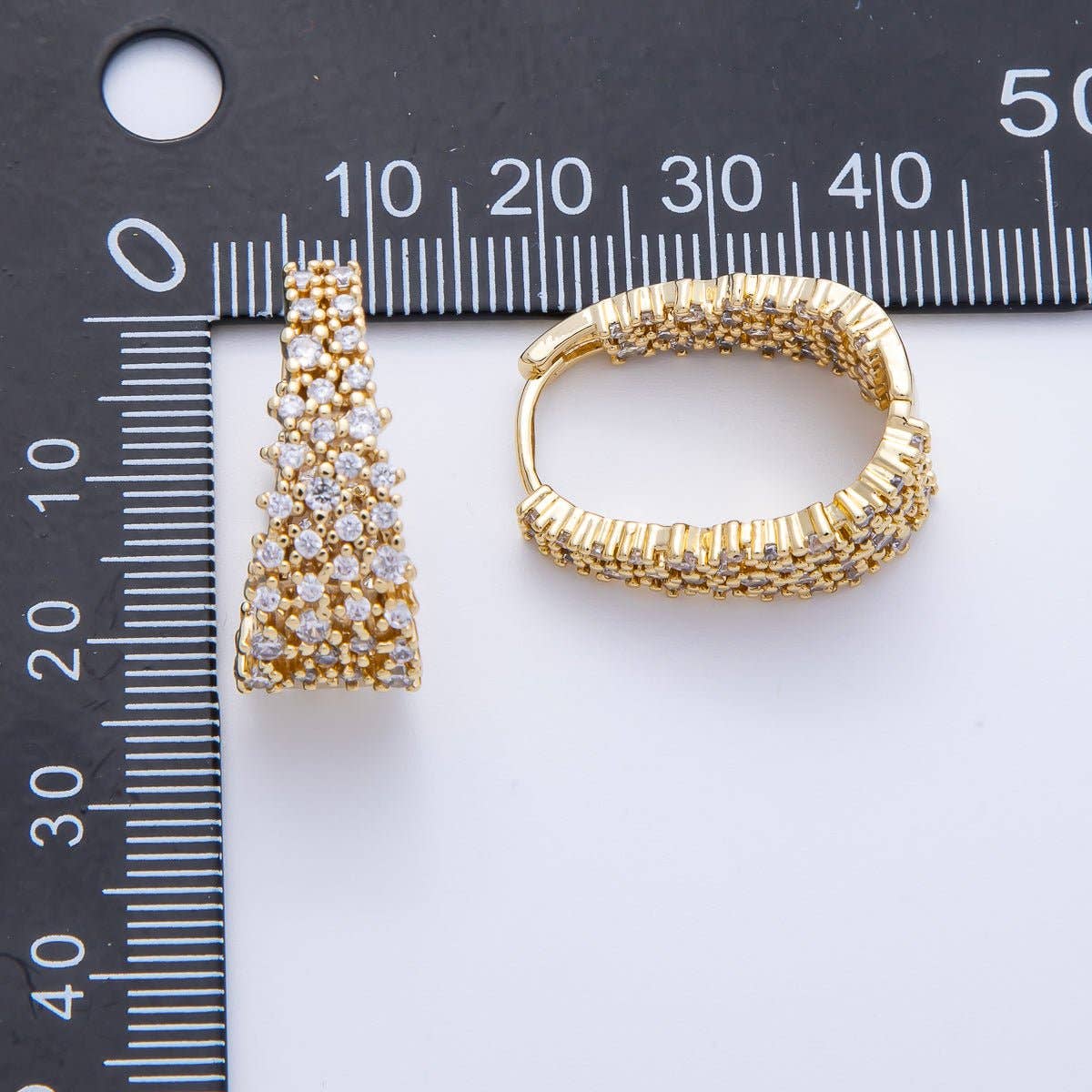 14K Gold Filled 24mm Cluster Micro Paved CZ Hoop Earrings Silver or Gold