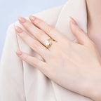 16K Gold Filled Clear Teardrop CZ Curved Solitaire Ring in Silver