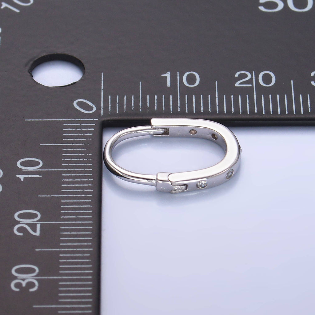 Sterling Silver CZ Oblong Hoops