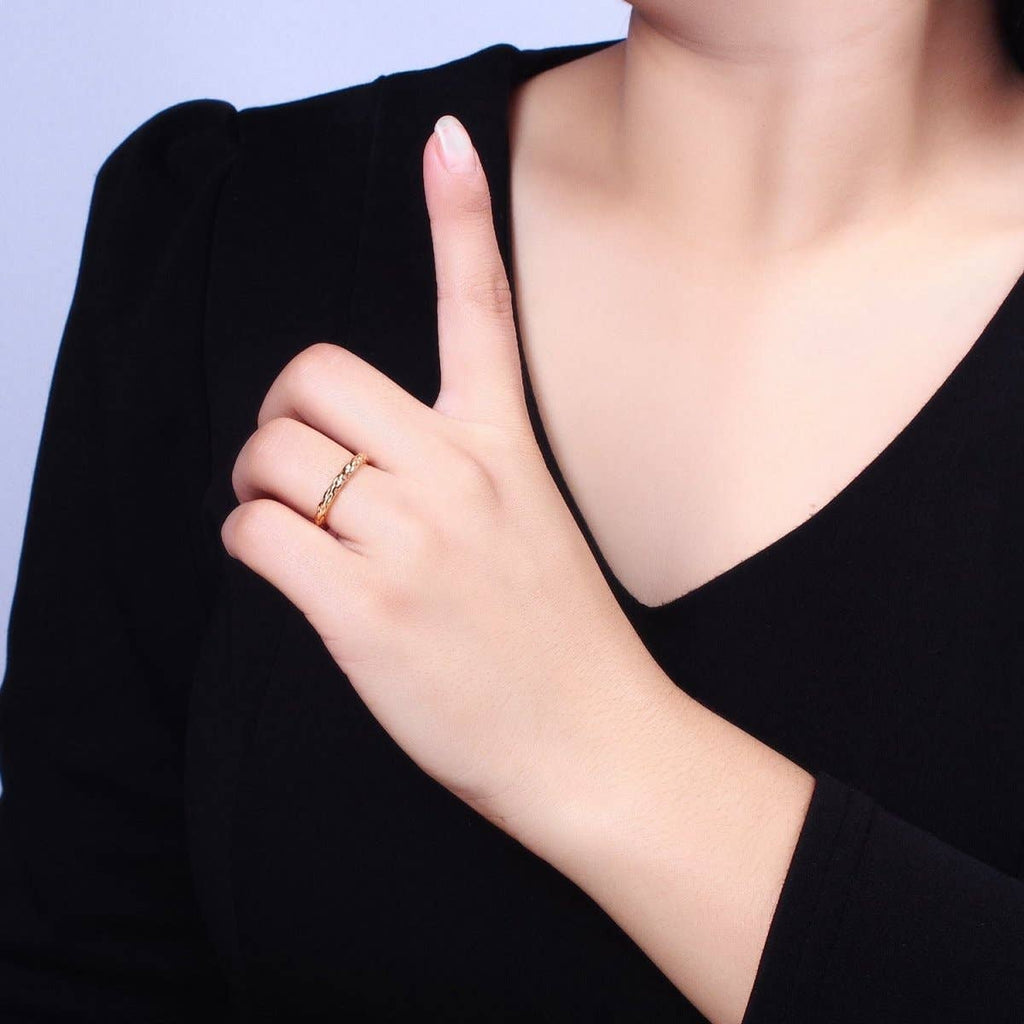 Dainty Gold Rope Ring Open Adjustable Silver