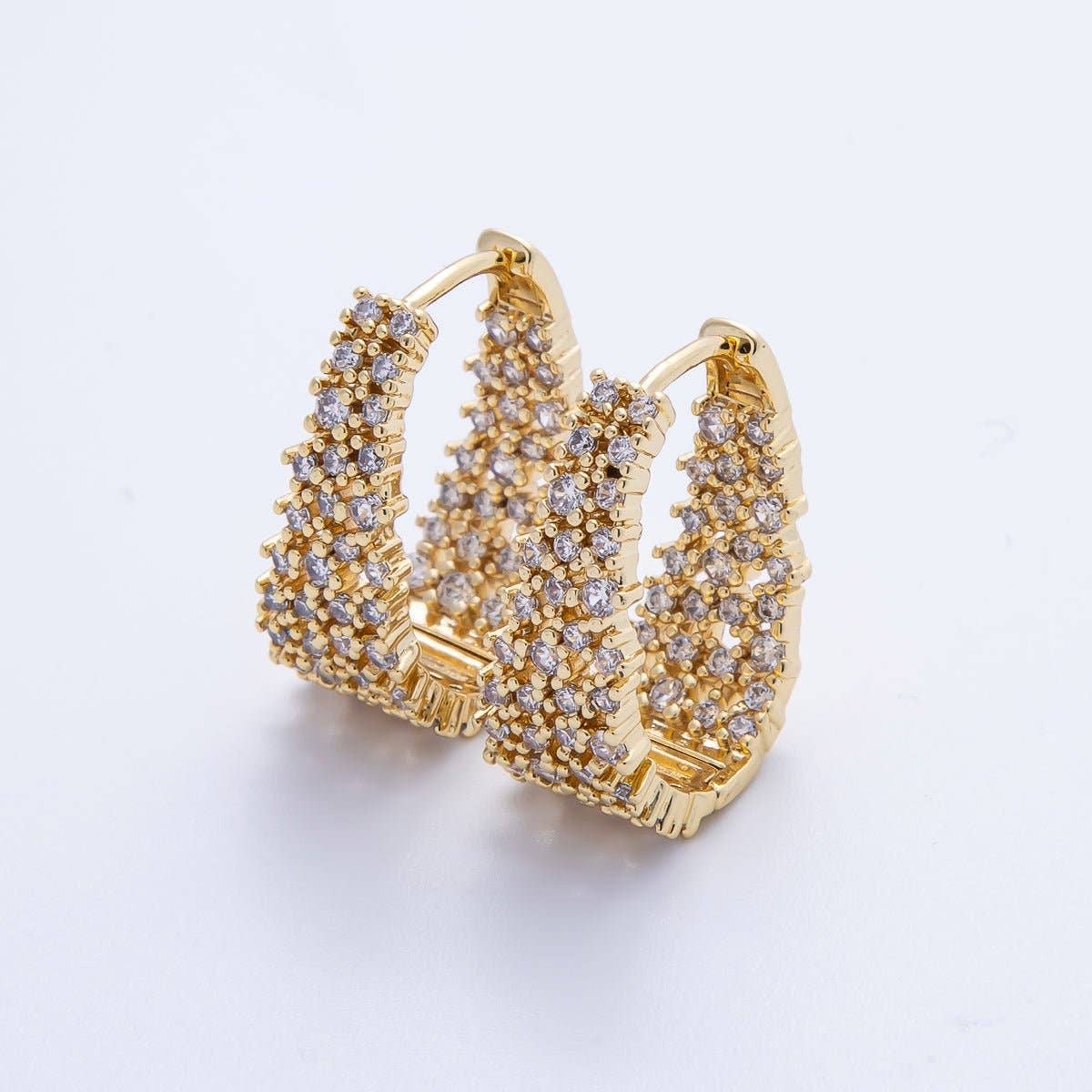 14K Gold Filled 24mm Cluster Micro Paved CZ Hoop Earrings Silver or Gold